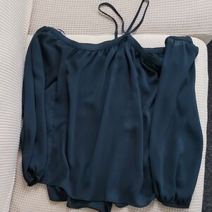 Elegant Off-Shoulder Navy Blue Women's Top